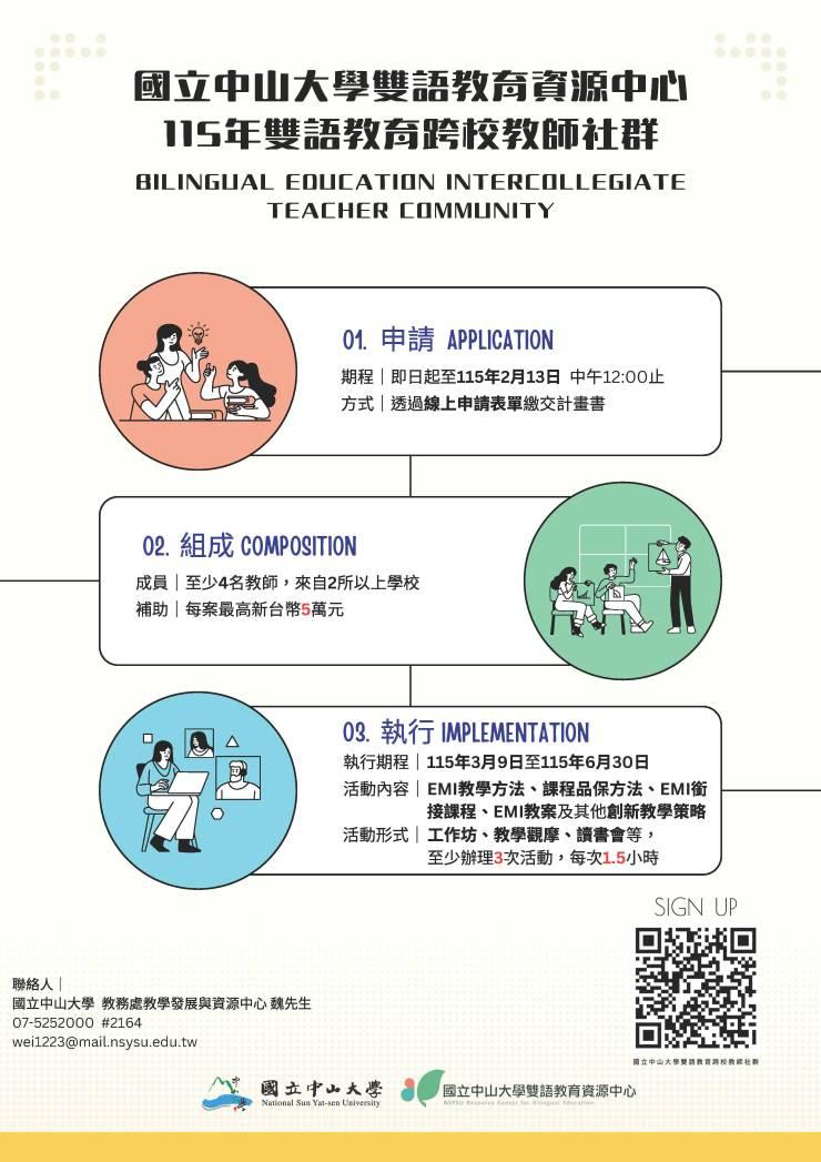 弘光X中山 雙語跨校教師社群 115年4月份活動